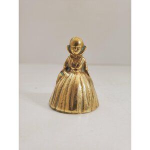 Lady Hand bell / girl with basket || Vintage solid brass Made in England